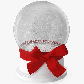 Empty Snow Globe Snowing with Red Bow 3D model